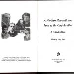 A Northern romanticism : poets of the confederation / edited by Tracy Ware. Ottawa : Tecumseh Press, 2000.