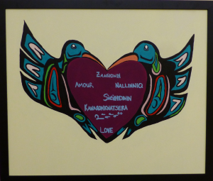 Painting: two hummingbirds and heart