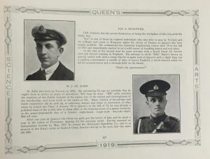 Joseph Stauffer's profile the 1919 Queen's yearbook 